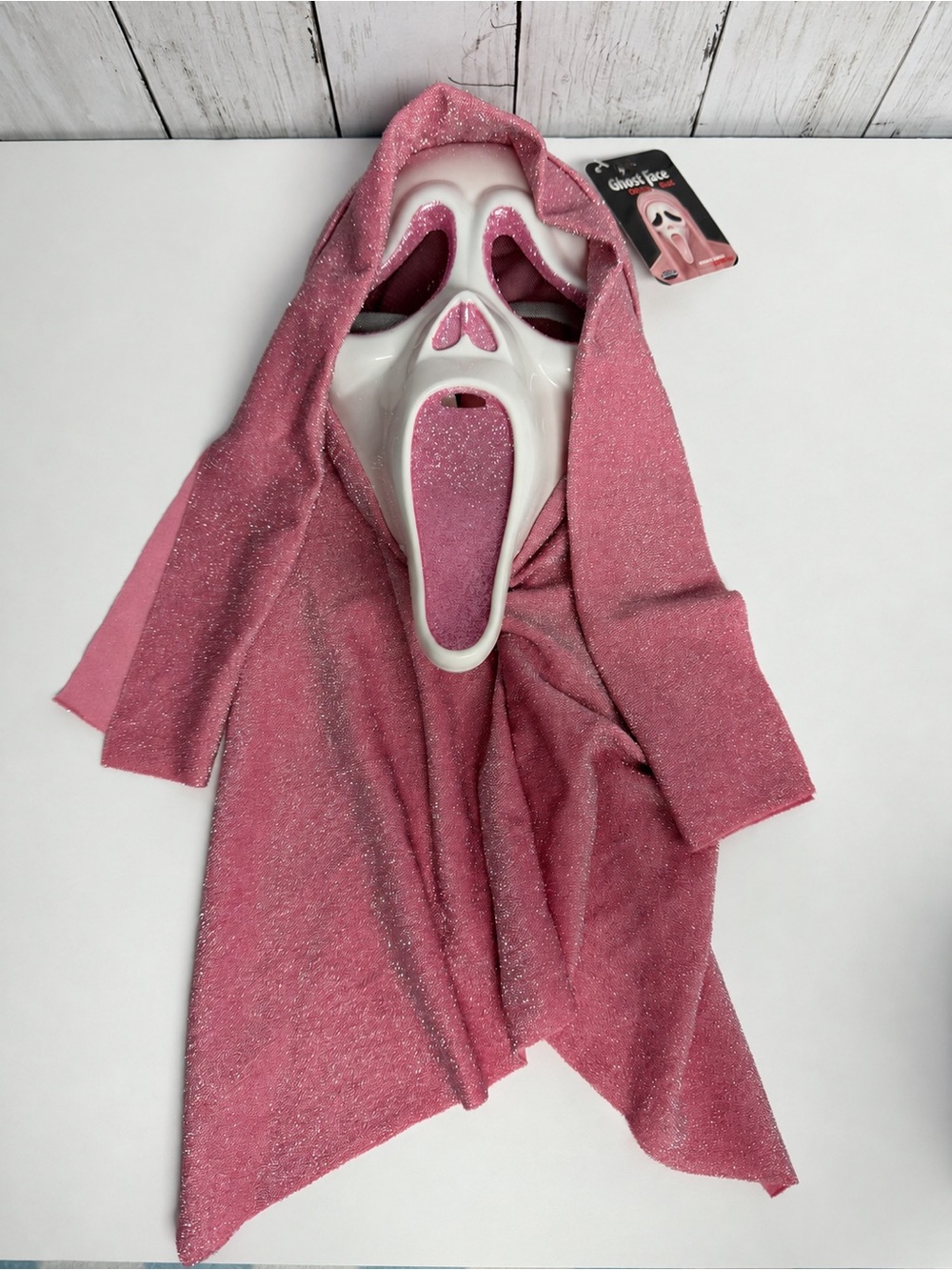 Scream Ghost Face Pink Glitter Halloween Mask Officially Licensed Fun World NWT